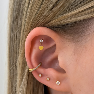 Szív Charmos Köves Titán Talpas Piercing – 6 mm