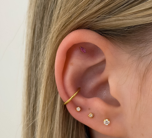 Rózsaszín Cirkónia Köves Titán Talpas Piercing – 6 mm