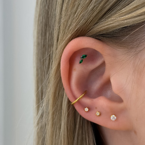 Zöld Köves Duó Titán Talpas Piercing – 8 mm