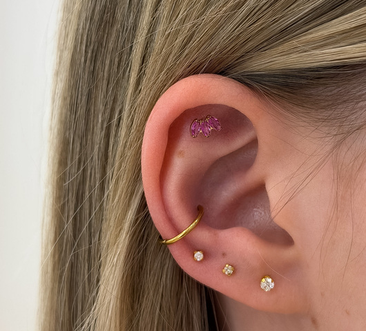 Rózsaszín Köves Titán Talpas Piercing – 6 mm