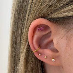 Rózsaszín Köves Titán Talpas Piercing – 8 mm