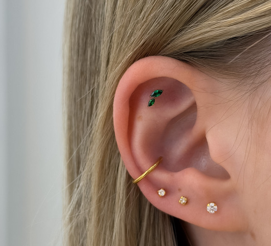 Zöld Köves Duó Titán Talpas Piercing – 6 mm