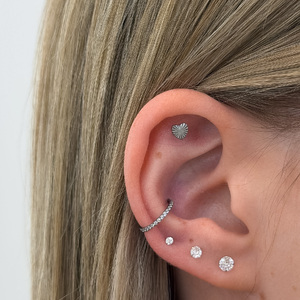 Textúrált Szív Titán Talpas Piercing – 6 mm