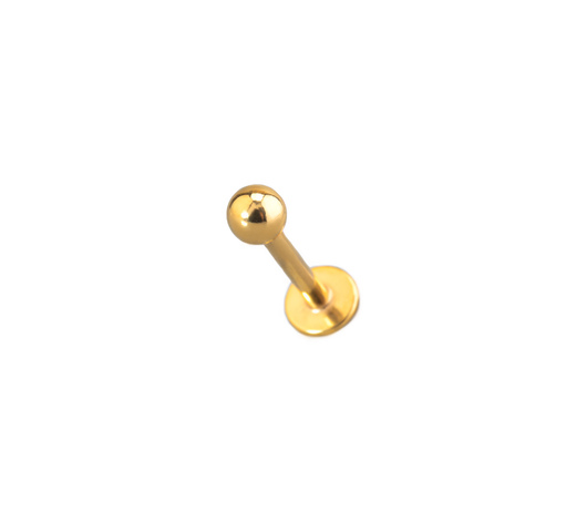 Arany színű labret piercing – 8 mm, orvosi acél