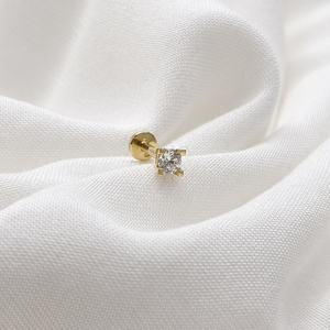 14K sárga arany talpas piercing –  cirkónia kővel