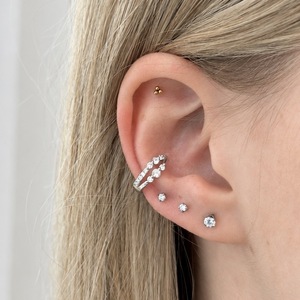 S925 Ezüst conch piercing dupla sor kővel