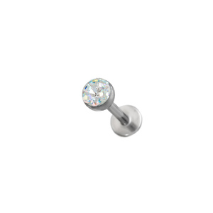 Labret piercing színváltós kővel – 8 mm, orvosi acél