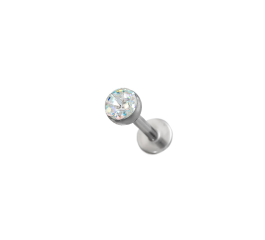 Labret piercing színváltós kővel – 8 mm, orvosi acél