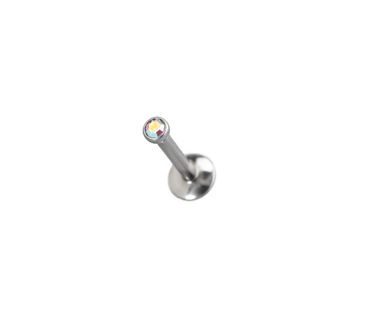 Orvosi acél labret színváltós kővel – 2 mm kő, 8 mm szár