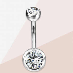 Köldök piercing fehér kővel