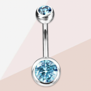 Köldök piercing kék kővel