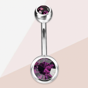 Köldök piercing rózsaszín kővel