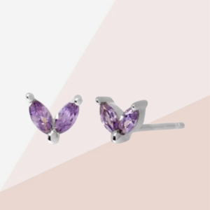 Két köves fülbevaló lila kővel