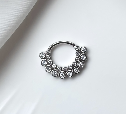 S925 Ezüst Migrén/Daith Piercing – Dupla Soros Cirkónia Kövekkel