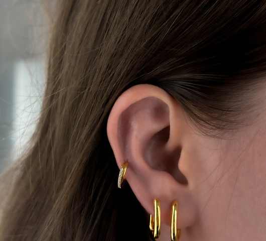 Dupla soros helix piercing titánból arany színben