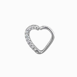 K124 szív alakú piercing fehér kővel