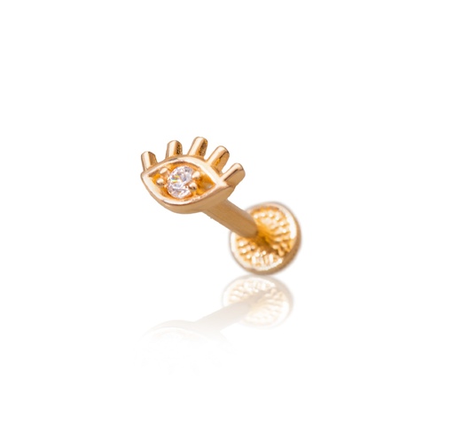 14K sárga arany talpas piercing – „Evil Eye” dizájn cirkónia kővel
