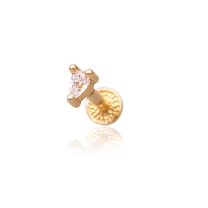 14K sárga arany talpas piercing – csepp formájú cirkónia kővel