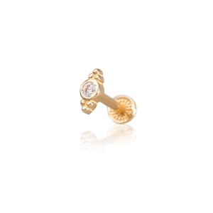 14K sárga arany talpas piercing – finom cirkónia kővel