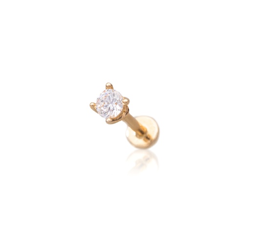 14K sárga arany talpas piercing – klasszikus foglalatú cirkónia kővel