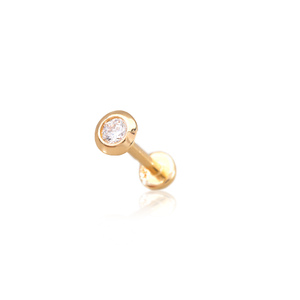 14K sárga arany talpas piercing – kerek cirkónia kő foglalattal