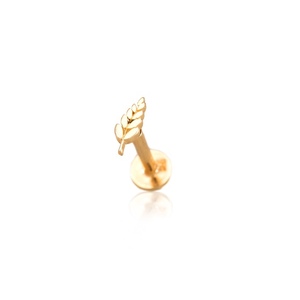 14K sárga arany talpas piercing – levél motívummal