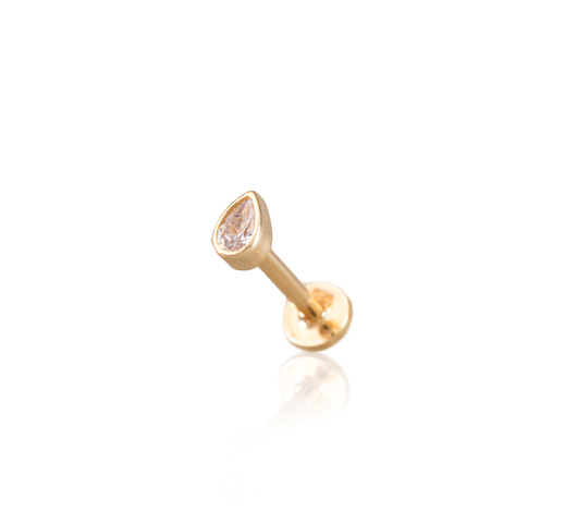 14K sárga arany talpas piercing – csepp formájú foglalattal
