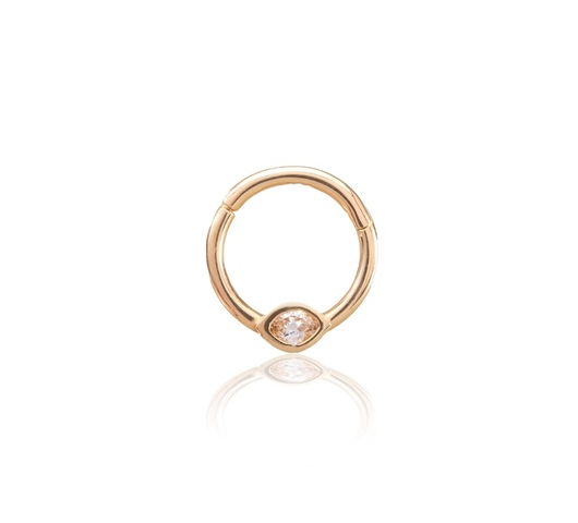 14K sárga arany karika piercing – ovális cirkónia kővel