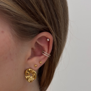 Dupla köves titán fülékszer Fülbevaló/Conch/Helix piercing