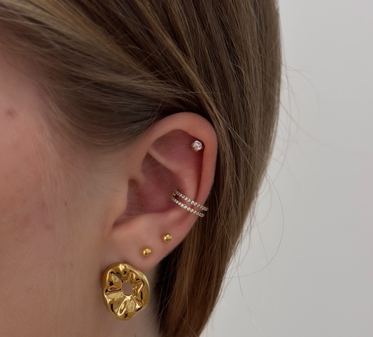Dupla köves titán fülékszer Fülbevaló/Conch/Helix piercing