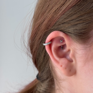 Cirkónia köves S925 ezüst karika piercing