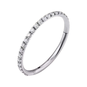 Vékony, teljesen köves titán karika piercing – 12 mm