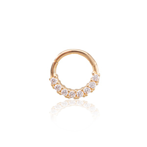 14K sárga arany karika piercing – cirkónia kövekkel kirakott