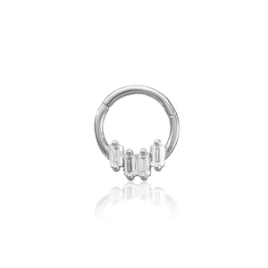 14K fehér arany daith piercing – cirkónia kövekkel díszítve