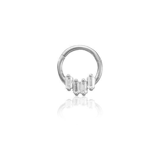 14K fehér arany daith piercing – cirkónia kövekkel díszítve