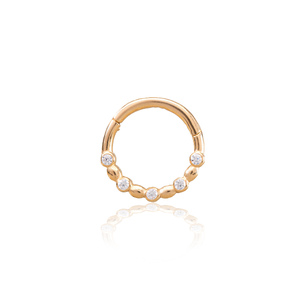 14K sárga arany karika piercing – elegáns cirkónia kő berakással