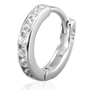 Cirkónia karika fülpiercing – 925 ezüst, 8 mm