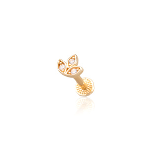 14K sárga arany talpas piercing – levél mintával