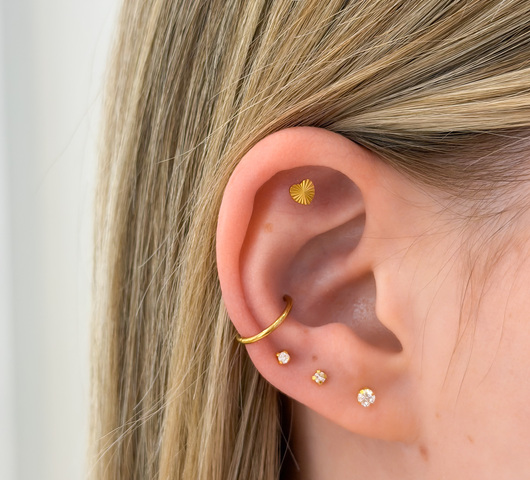 Textúrált Szív Titán Talpas Piercing – 6 mm