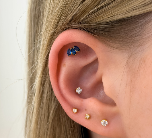 Kék Marquise Köves Titán Talpas Piercing – 6 mm